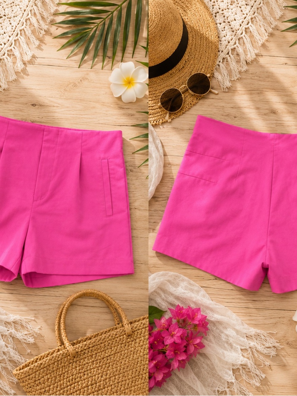 Hot Pink High-Rise Tailored Shorts